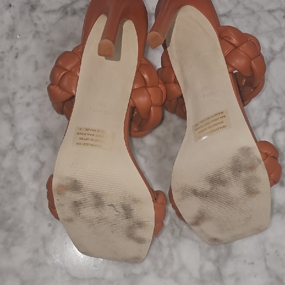 Steve Madden Tan Braided Double-Strap Slide Heels - Picture 4 of 4